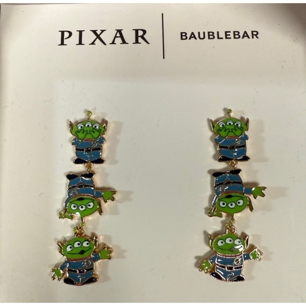 Disney‎ Pixar BAUBLEBAR Toy Story Aliens Dangle Drop Earrings Enameled NIB